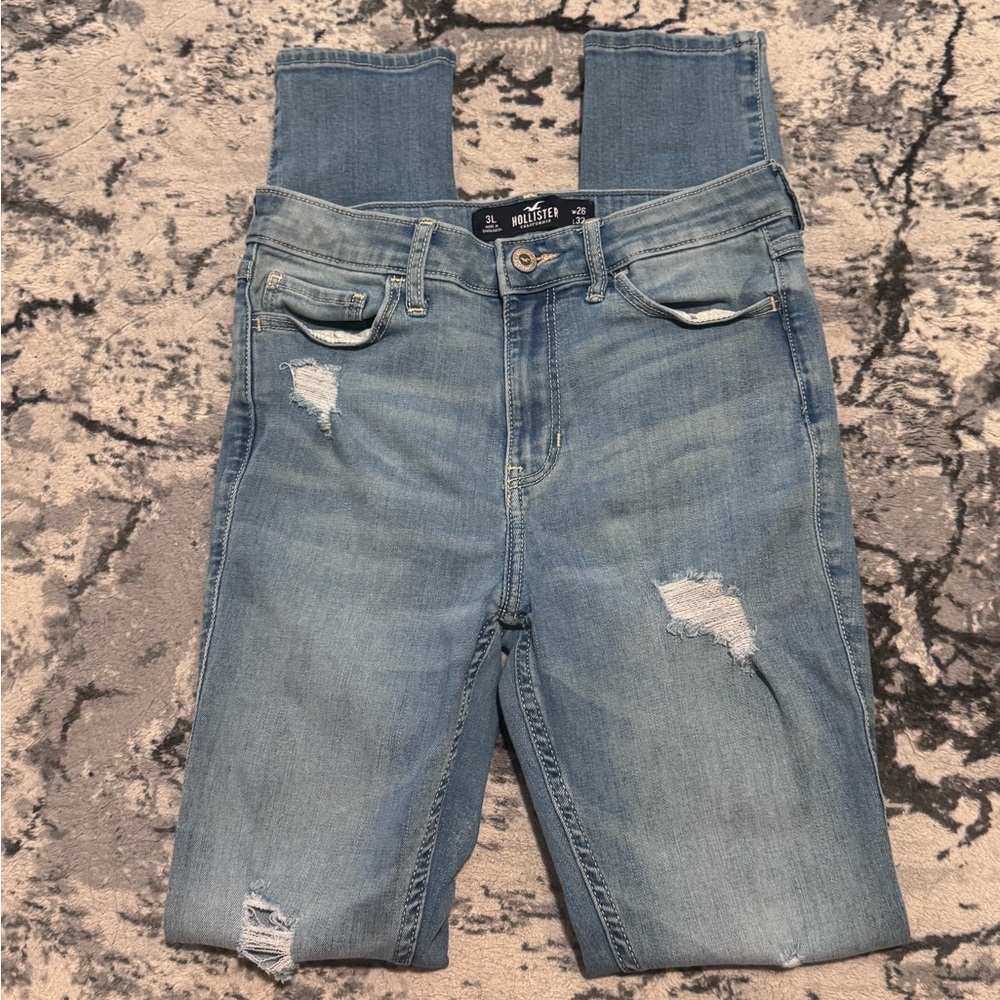 Hollister Light Blue Distressed Super Skinny Jeans